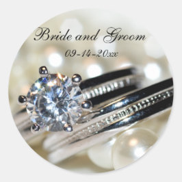 リングや輪と白結婚真珠の封筒用シール ラウンドシール