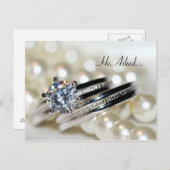 リングや輪とPearls婚約発表葉書 案内ポストカード (正面/裏面)