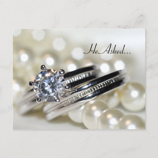 リングや輪とPearls婚約発表葉書 案内ポストカード (正面)