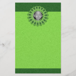 リングや輪のグリーンフォトフレーム万華鏡のように千変万化するパターン曼荼羅 便箋