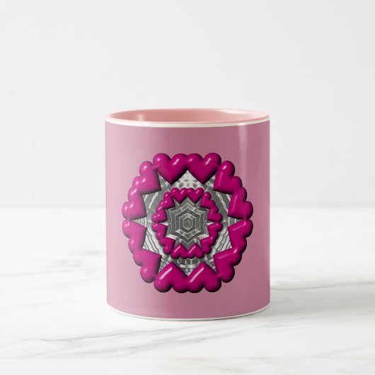 リングや輪のハートバレンタイン ツートーンマグカップ (中央)