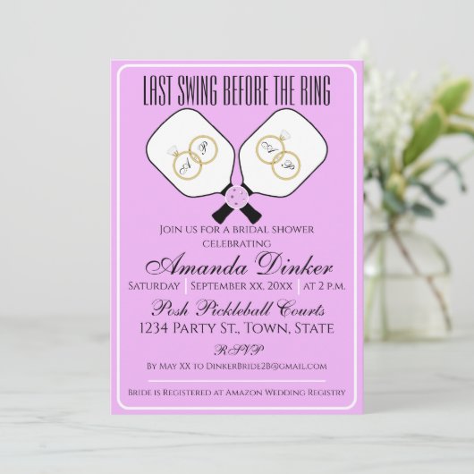 リングや輪のピックボール結婚インヴィ前の最後のスイング 招待状 (スタンド正面)