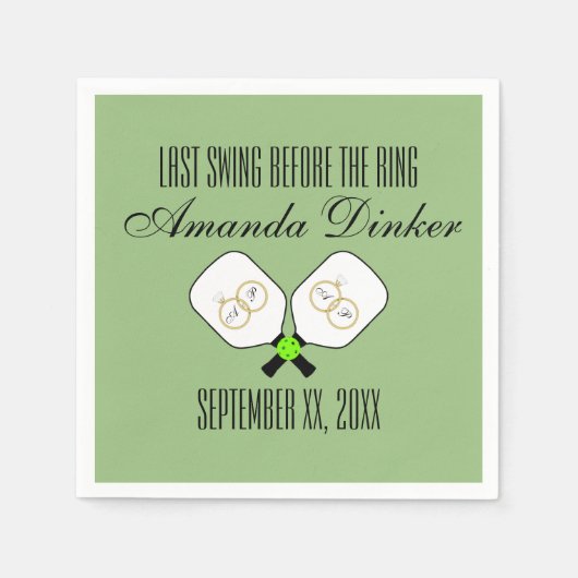 リングや輪のピックボール結婚セージ前の最後のスイング スタンダードカクテルナプキン (正面)