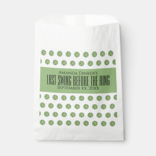 リングや輪のピックボール結婚セージ前の最後のスイング フェイバーバッグ (正面)