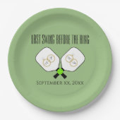 リングや輪のピックボール結婚セージ前の最後のスイング ペーパープレート (正面)