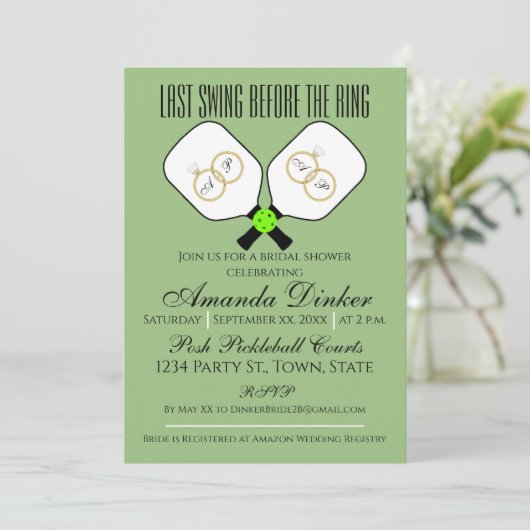 リングや輪のピックボール結婚セージ前の最後のスイング 招待状 (スタンド正面)