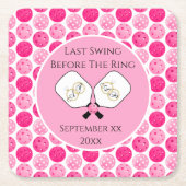 リングや輪のピックル結婚ボールピンク前の最後のスイング スクエアペーパーコースター (正面)