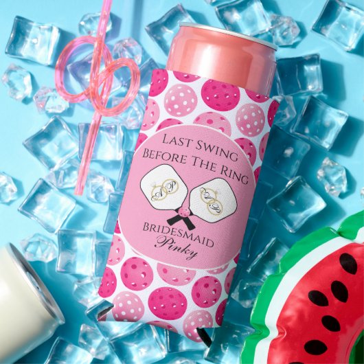 リングや輪のピックル結婚ボールピンク前の最後のスイング スリム缶クーラー (インサイチュ 夏)