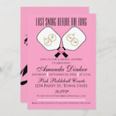 リングや輪のピックル結婚ボールピンク前の最後のスイング 招待状 (正面/裏面)