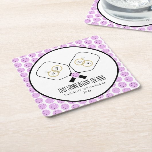 リングや輪のピックル結婚ボール前の最後のスイング スクエアペーパーコースター (アングル)