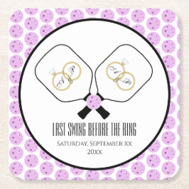 リングや輪のピックル結婚ボール前の最後のスイング スクエアペーパーコースター