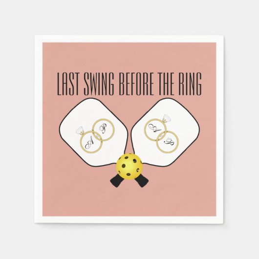 リングや輪のピックル結婚ボール前の最後のスイング スタンダードカクテルナプキン (正面)