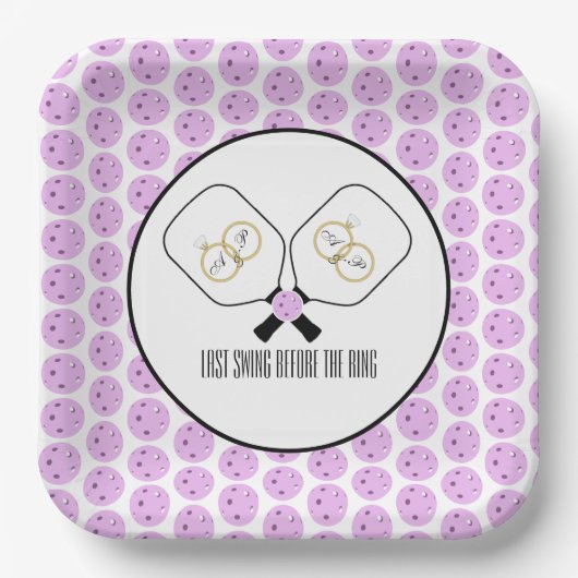 リングや輪のピックル結婚ボール前の最後のスイング ペーパープレート (正面)