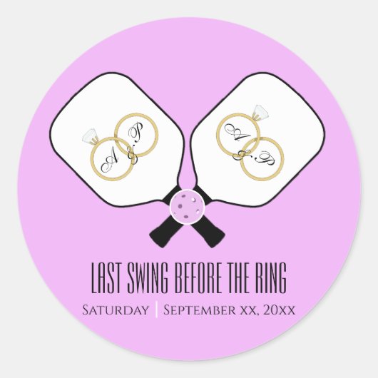 リングや輪のピックル結婚ボール前の最後のスイング ラウンドシール (正面)