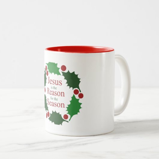 リングや輪のホリーイエズスシーズンホリデーの理由 ツートーンマグカップ (正面右)