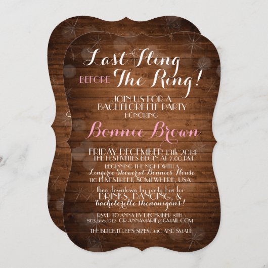 「リングや輪の前の最後の投げ出し」バチェロレッテ招待状 招待状 (正面/裏面)