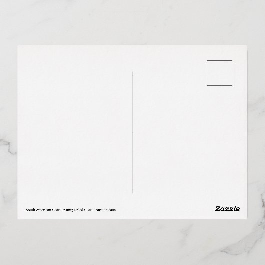 リングや輪の尾を持つコアティの草の中 箔シーズンポストカード (裏面)