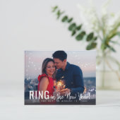リングや輪の新年の写真の保存日付 案内ポストカード (スタンド正面)
