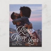 リングや輪の新年の写真の保存日付 案内ポストカード (正面)