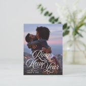 リングや輪の新年の写真の保存日付 案内ポストカード (スタンド正面)