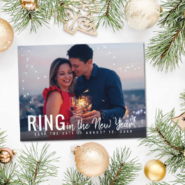 リングや輪の新年の写真の保存日付 案内ポストカード