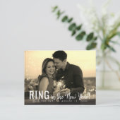 リングや輪の新年の写真の保存日付 案内ポストカード (スタンド正面)