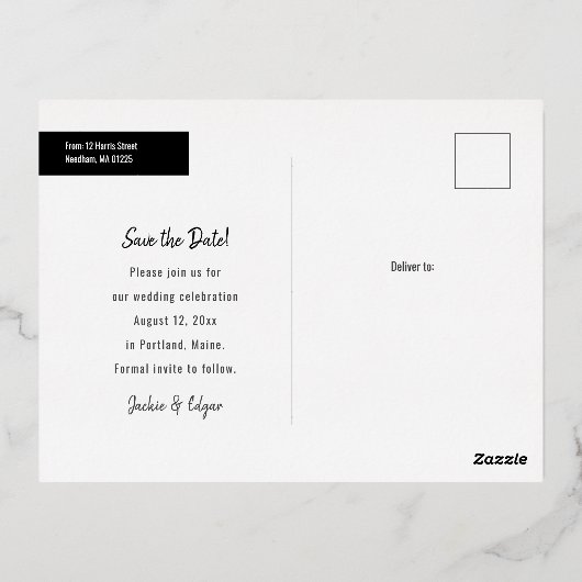 リングや輪の新年の写真の保存日付 箔シーズンポストカード (裏面)