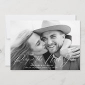 リングや輪の新年写真婚約発表 招待状 (正面)