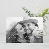 リングや輪の新年写真婚約発表 招待状 (スタンド正面)