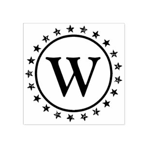 リングや輪の星モノグラム ラバースタンプ