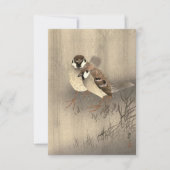 リングや輪の雀が二人、大原小村 サンキューカード (正面)