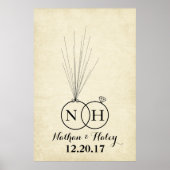 リングや輪イニシャルバルーン結婚拇印のゲストブック ポスター (正面)