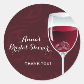 リングや輪インワイングラスブライダルウェディングシャワー感謝してい ラウンドシール (正面)