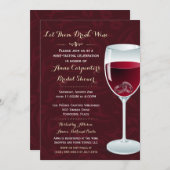 リングや輪インワイングラスブライダルウェディングシャワー 招待状 (正面/裏面)