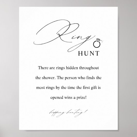 リングや輪エレガント狩りゲームブライダルシャワーゲームサイン ポスター (正面)