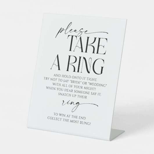 リングや輪ゲームブライダルシャワーゲームを始める 台座サイン (正面)