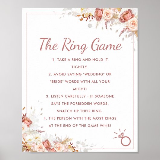 リングや輪ゲーム秋フローラブライダルシャワー標識 ポスター (正面)