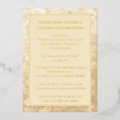 リングや輪シャンパン金ゴールド50結婚周年 箔招待状 (正面)