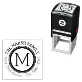 リングや輪シンプルモノグラム名と差出人住所 セルフインキングスタンプ (インサイチュ)