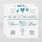 リングや輪セーブ・ザ・デート案内 招待状 (正面/裏面)