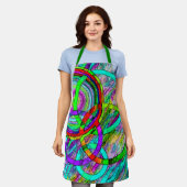 「リングや輪トス」オールオーバープリント女子エプロン エプロン (着用した状態)