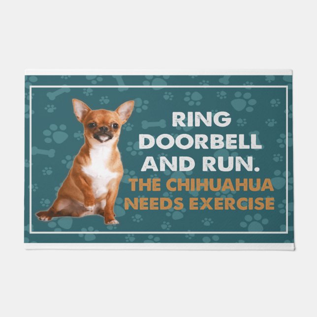 リングや輪ドアベルと走ザチワフアニーズエクササイズ ドアマット (正面)