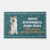 リングや輪ドアベルと走秋田ニーズエクササイズ ドアマット (正面)