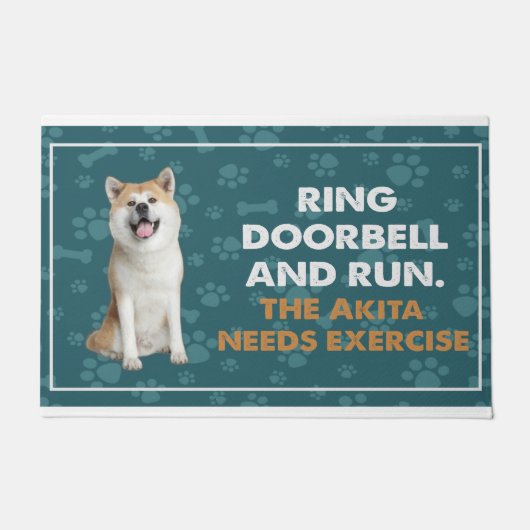 リングや輪ドアベルと走秋田ニーズエクササイズ ドアマット (正面)