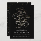 リングや輪ニューイヤーパーティー招待状フェイクゴールドフォイル 招待状 (正面/裏面)