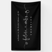 リングや輪ハート未来ミセス白黒ブライダルシャワー 横断幕 (縦)