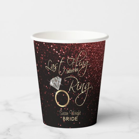 リングや輪バチェロレッテの前の最後の浮動 – 赤 紙コップ (裏面)