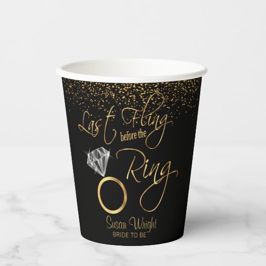 リングや輪バチェロレッテの前の最後の発生 – 金ゴールド 紙コップ (正面)