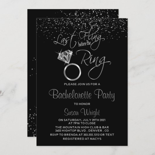 リングや輪バチェロレッテの前の最後の興行成績 – シルバー 招待状 (正面/裏面)