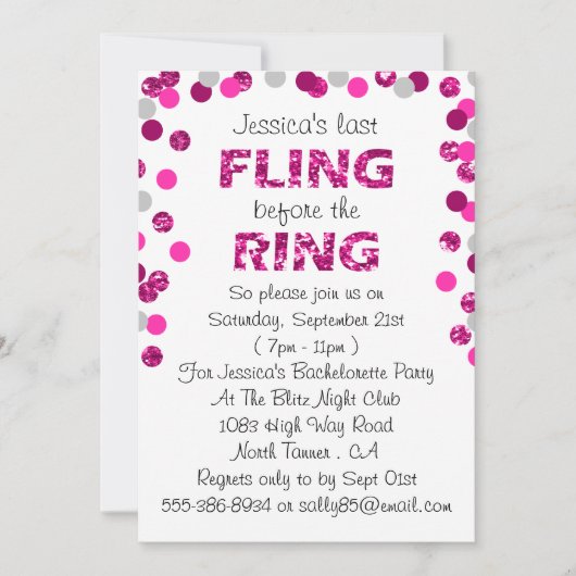 リングや輪バチェロレッテ前の最後の興行成績 招待状 (正面)